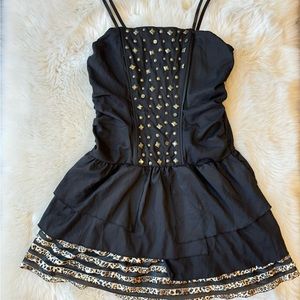 Y2K Black Grunge Mini dress With Beadwork